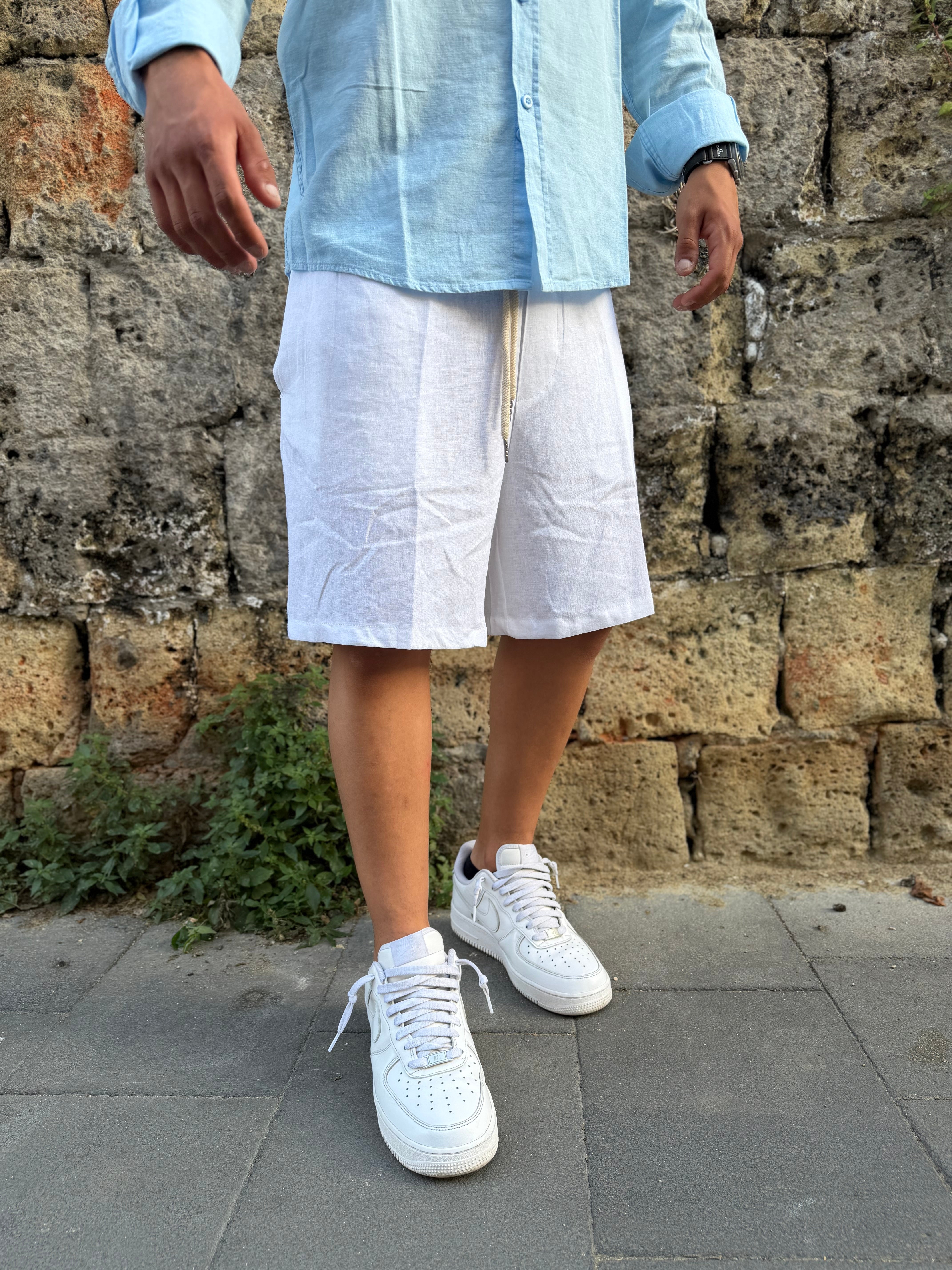 BERMUDA IN LINO BIANCO