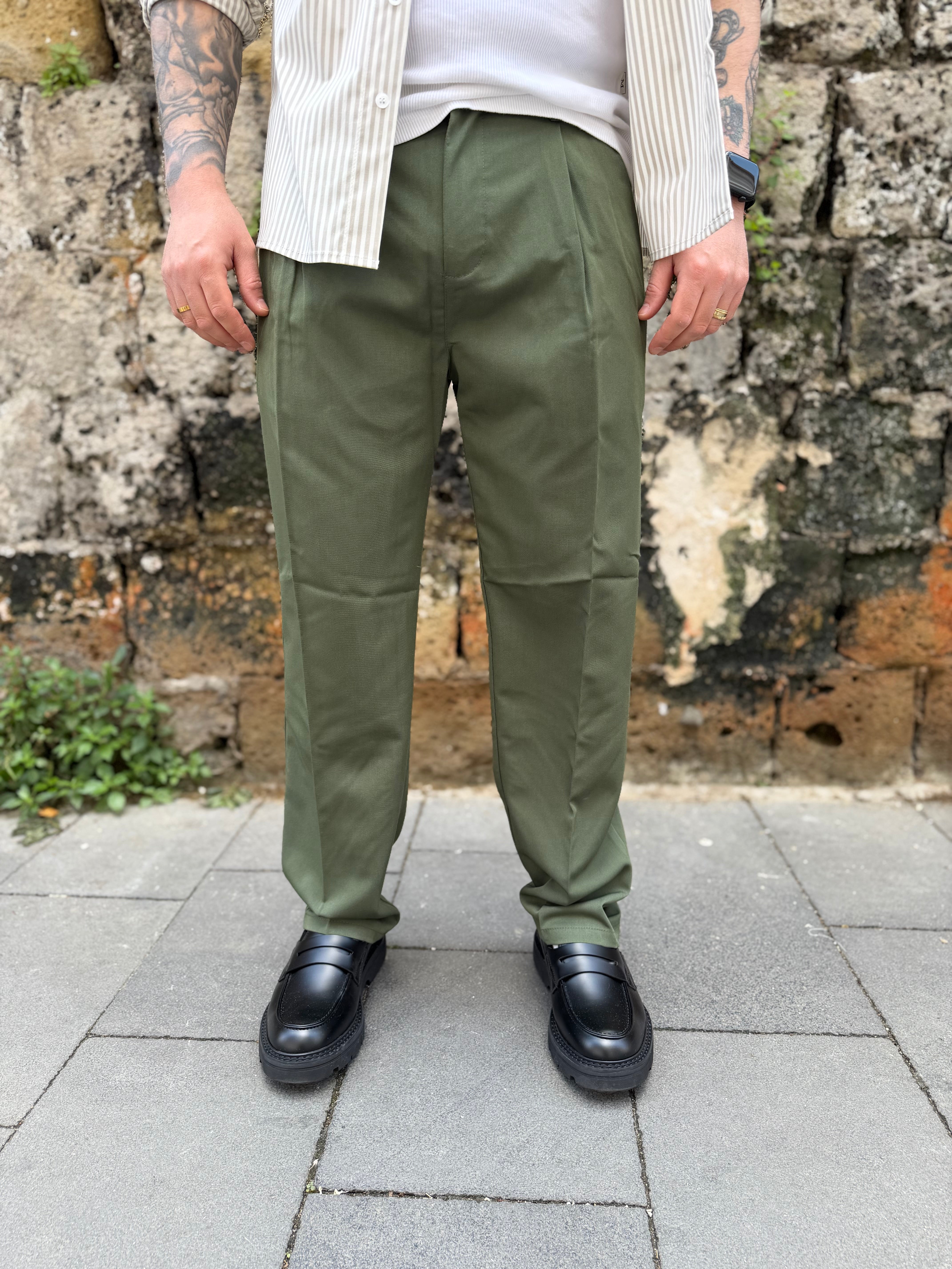 Pantalone Fondo Ampio Verde MS74