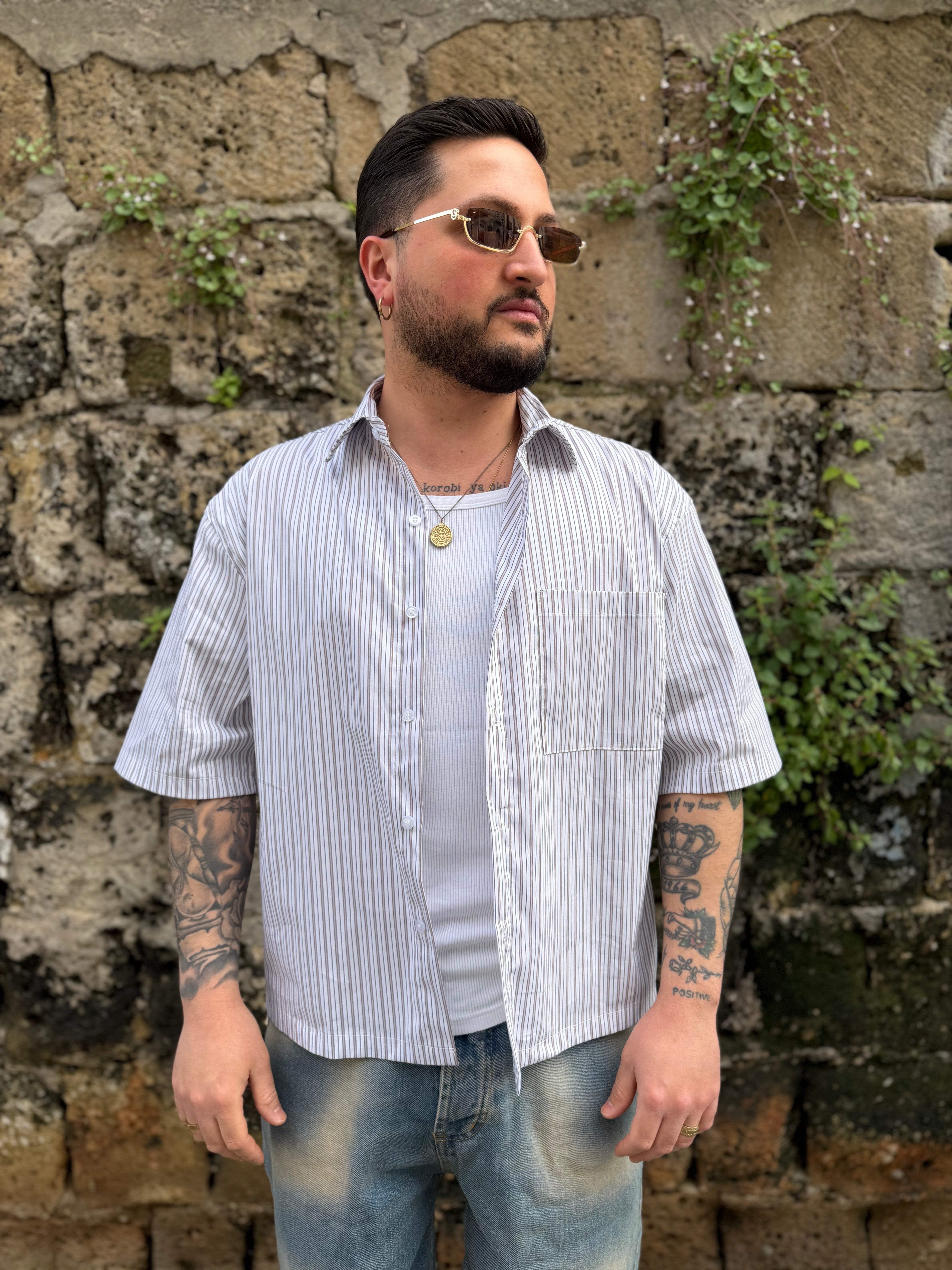 CAMICIA CROP RIGATA