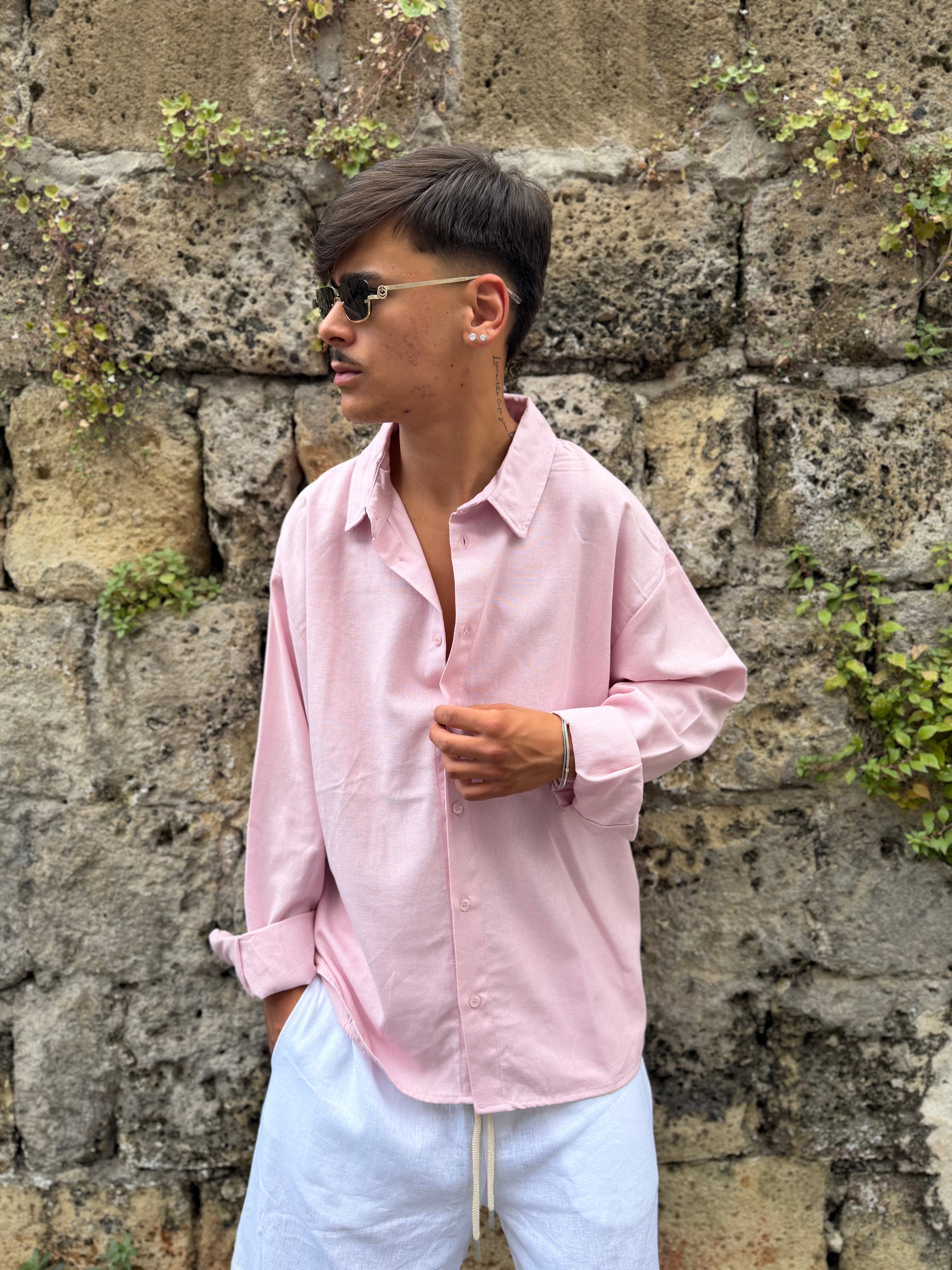 CAMICIA MISTO LINO ROSA "ARCHIIVE"