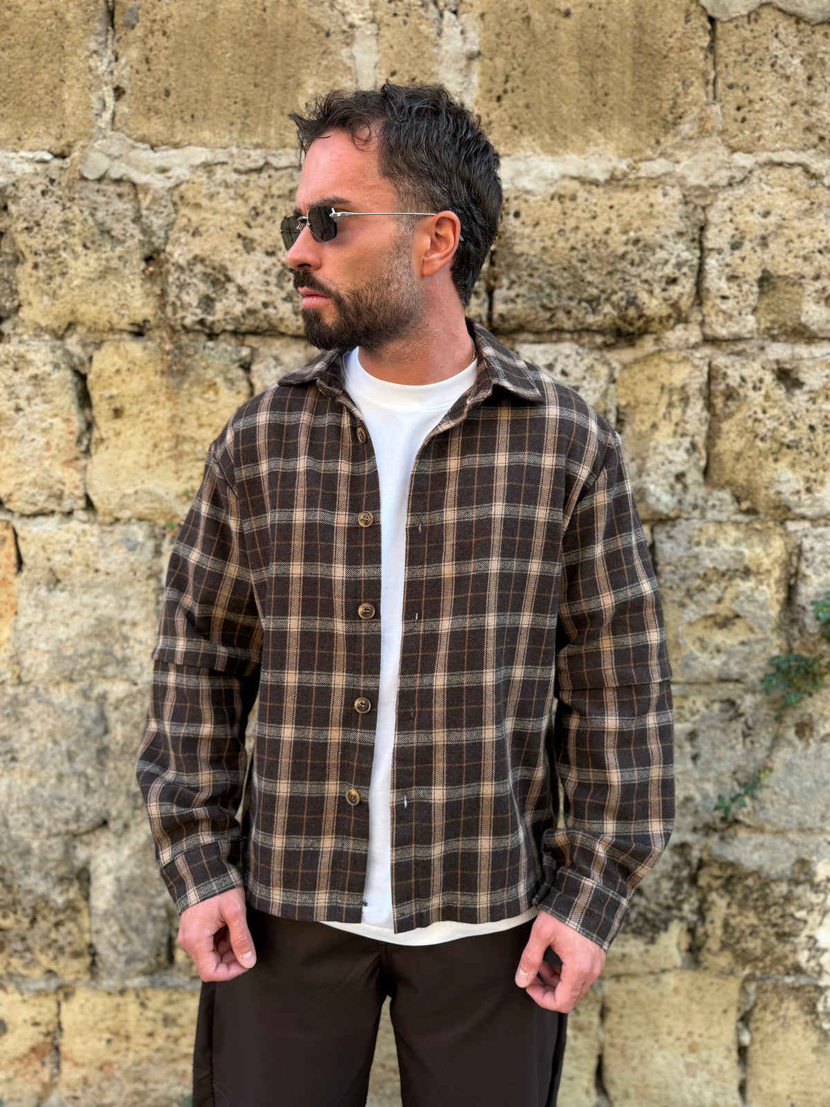 CAMICIA A QUADRI CROP