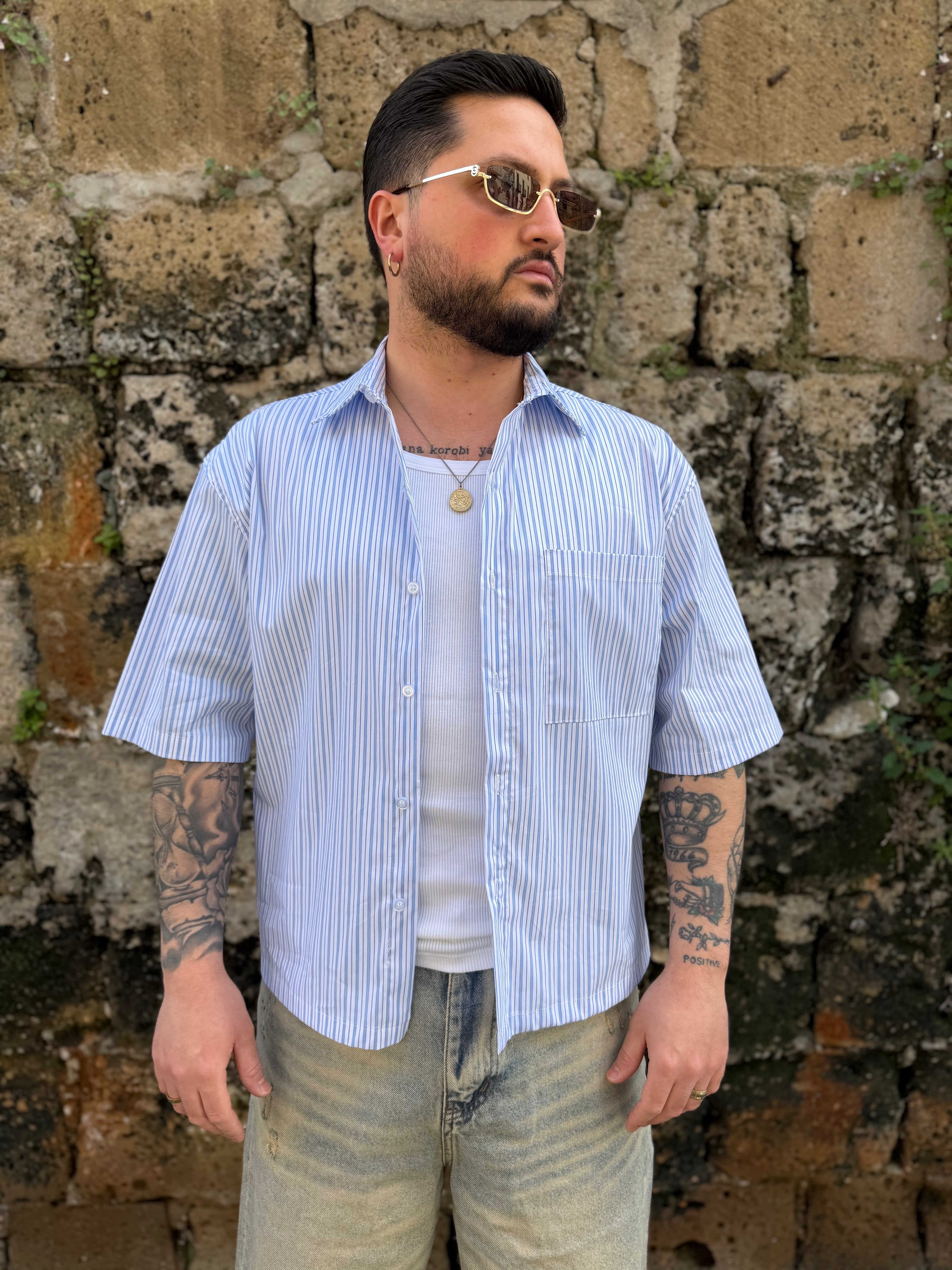 CAMICIA CROP RIGATA