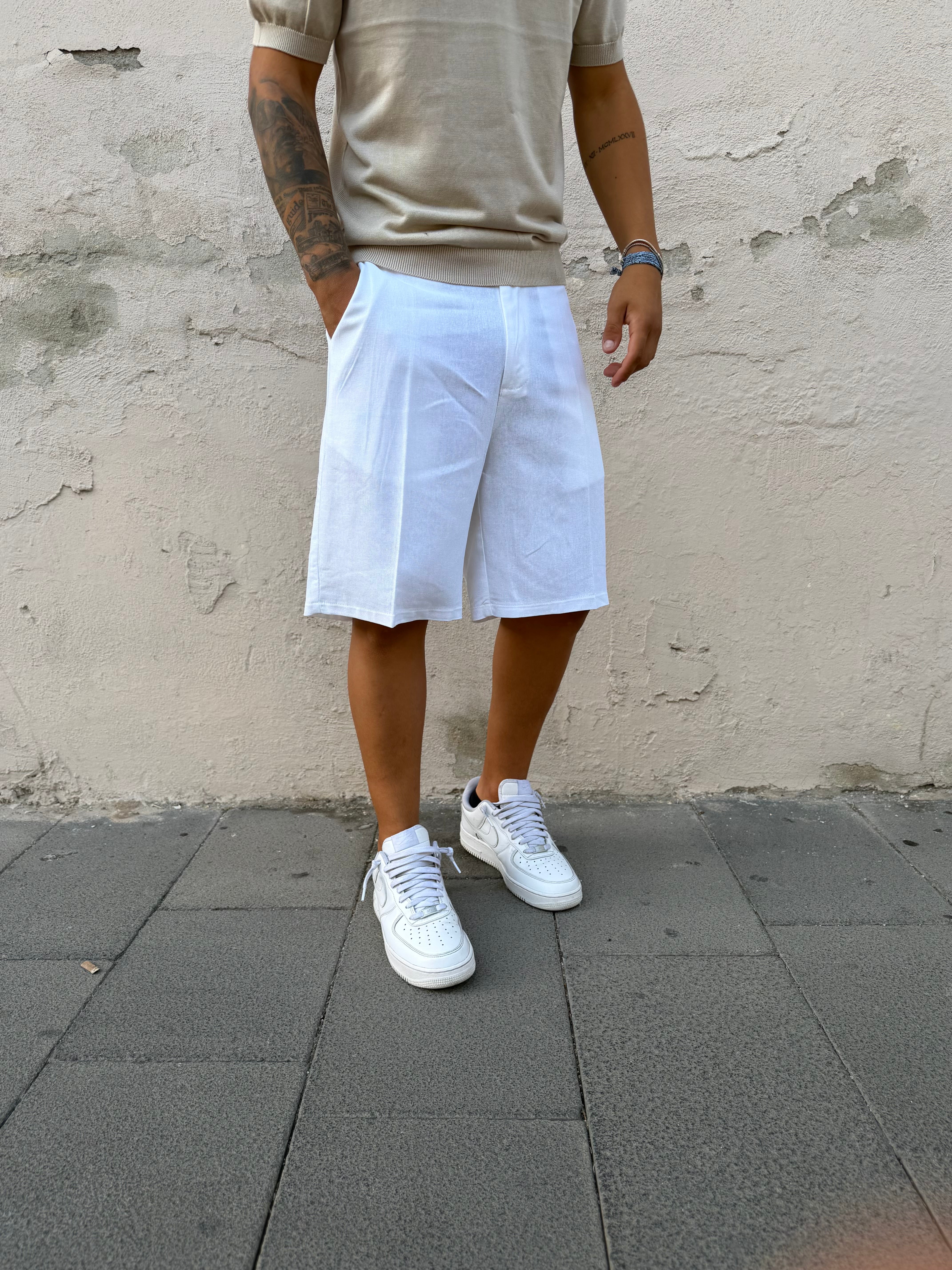 BERMUDA IN LINO BIANCO