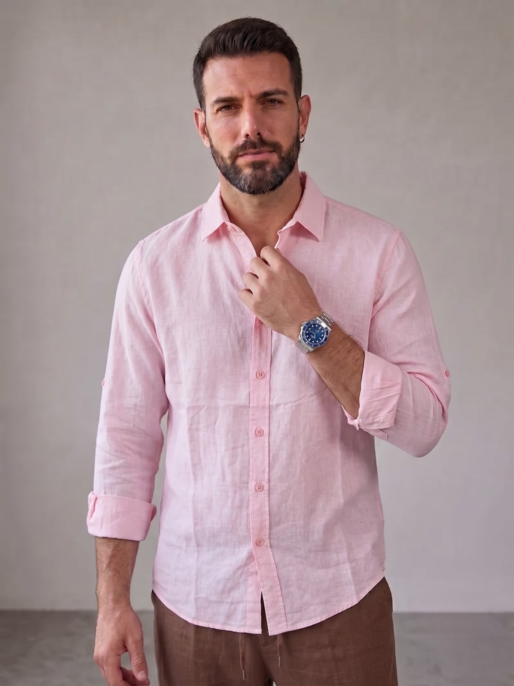 CAMICIA IN LINO ROSA