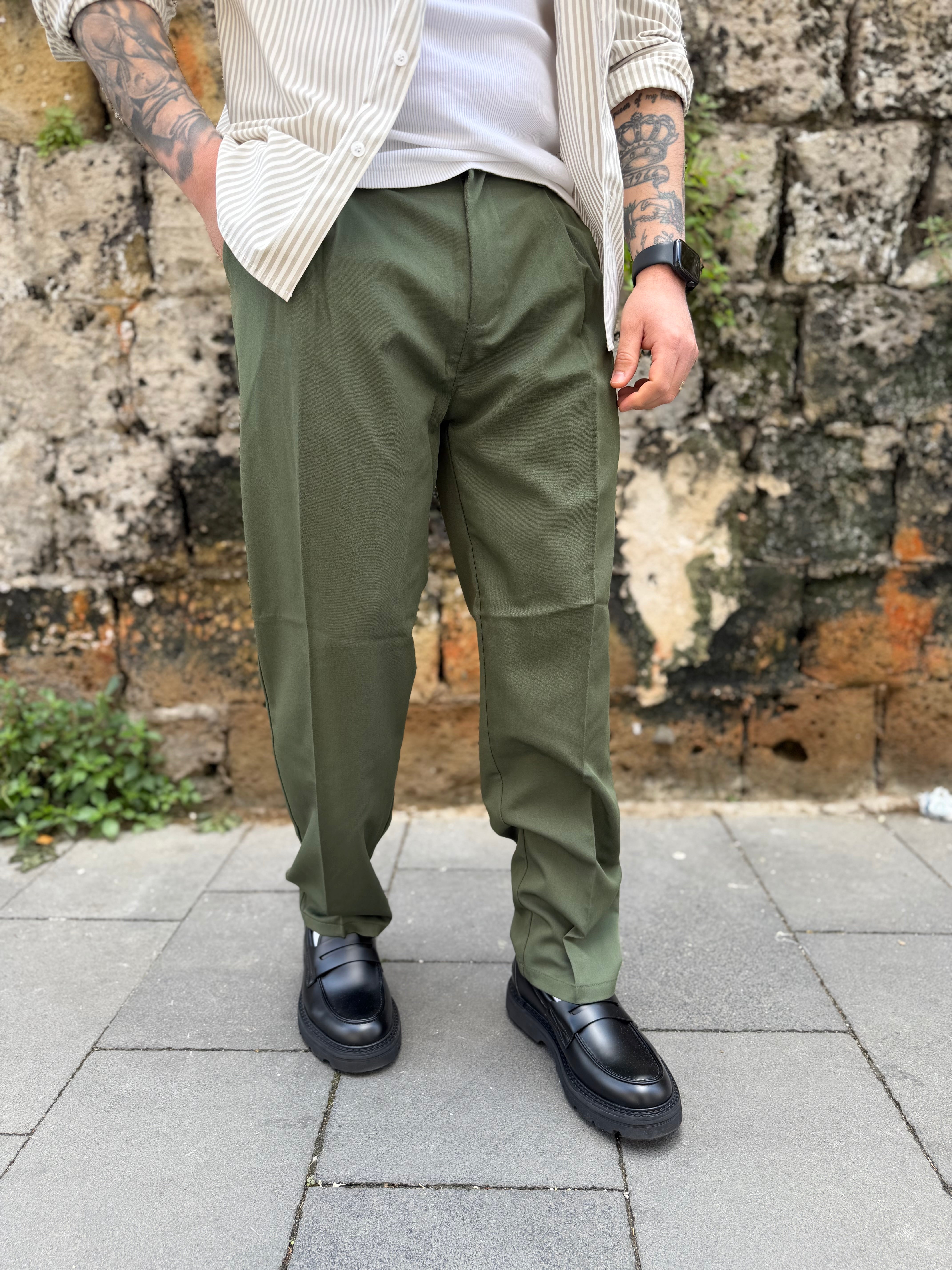 Pantalone Fondo Ampio Verde MS74