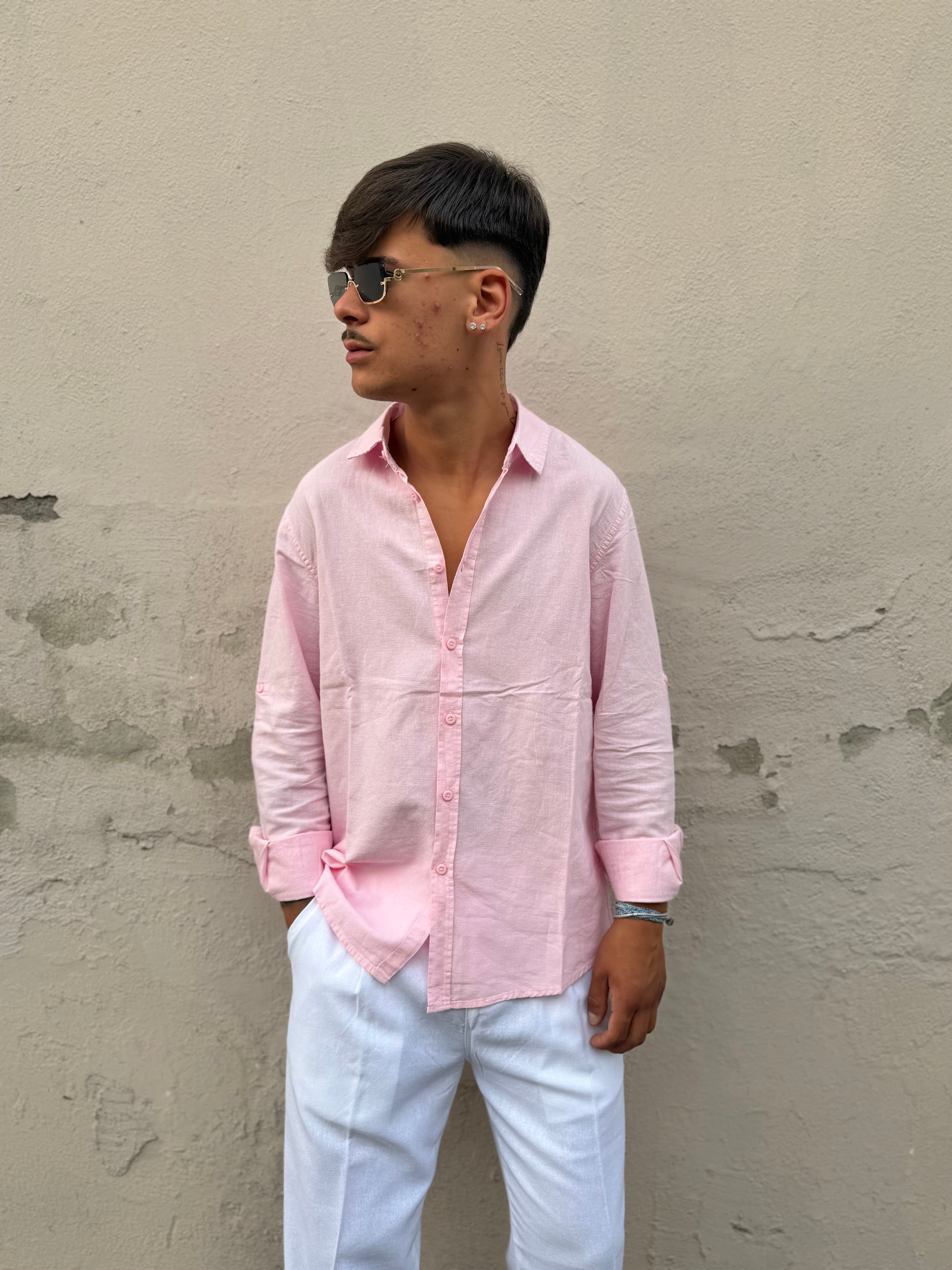 CAMICIA IN LINO ROSA