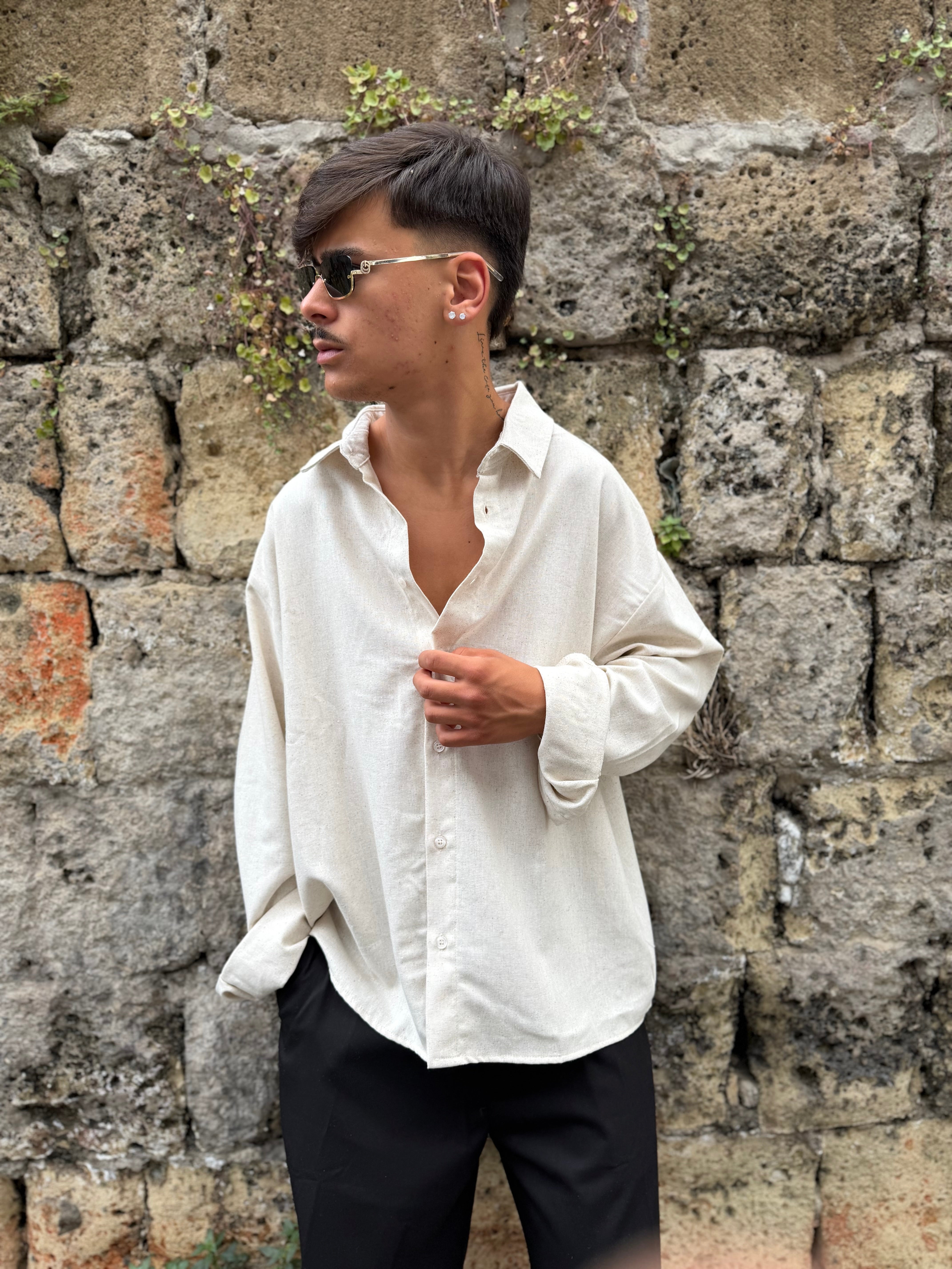 CAMICIA MISTO LINO CREMA "ARCHIIVE"