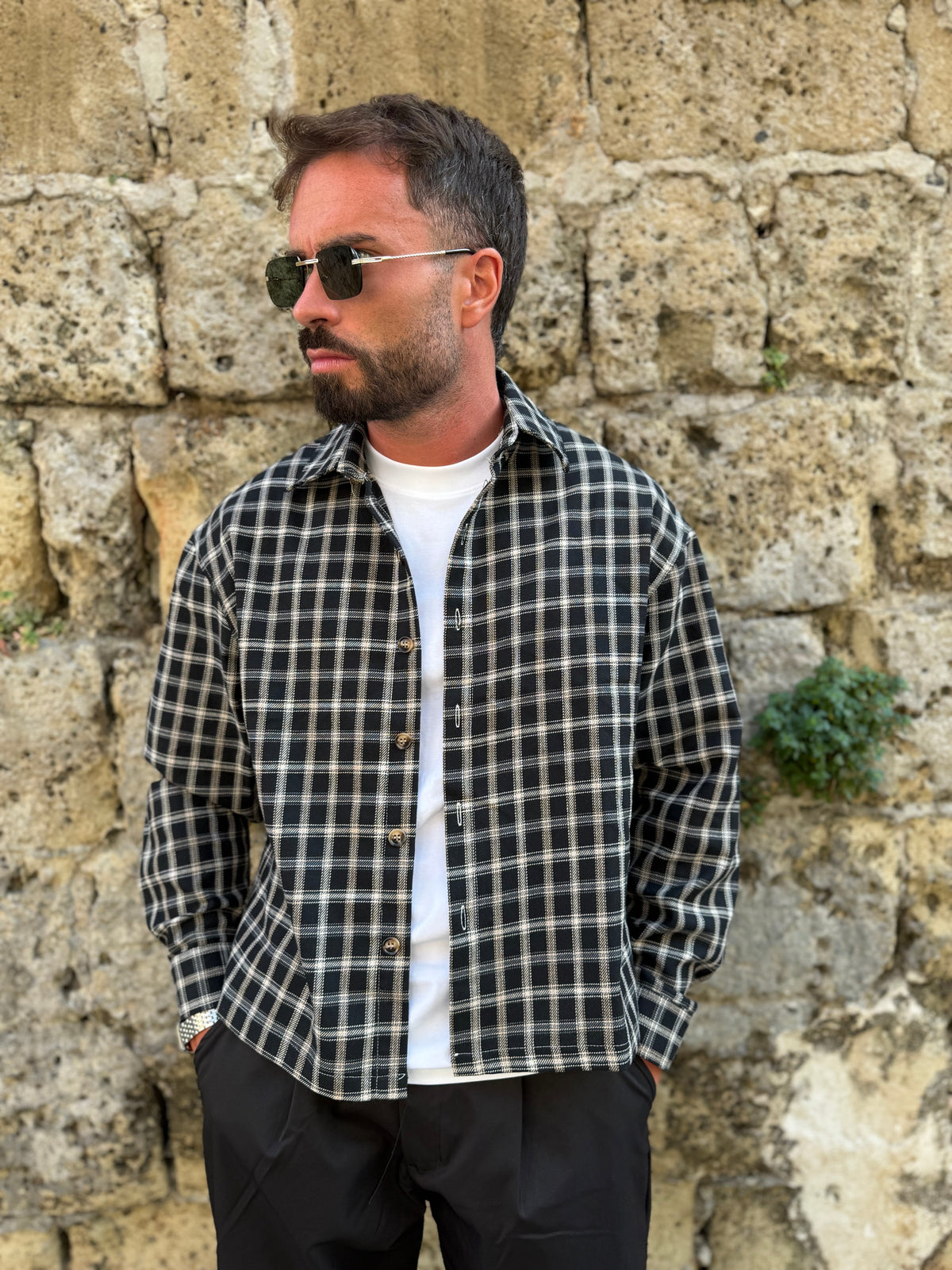 CAMICIA A QUADRI CROP