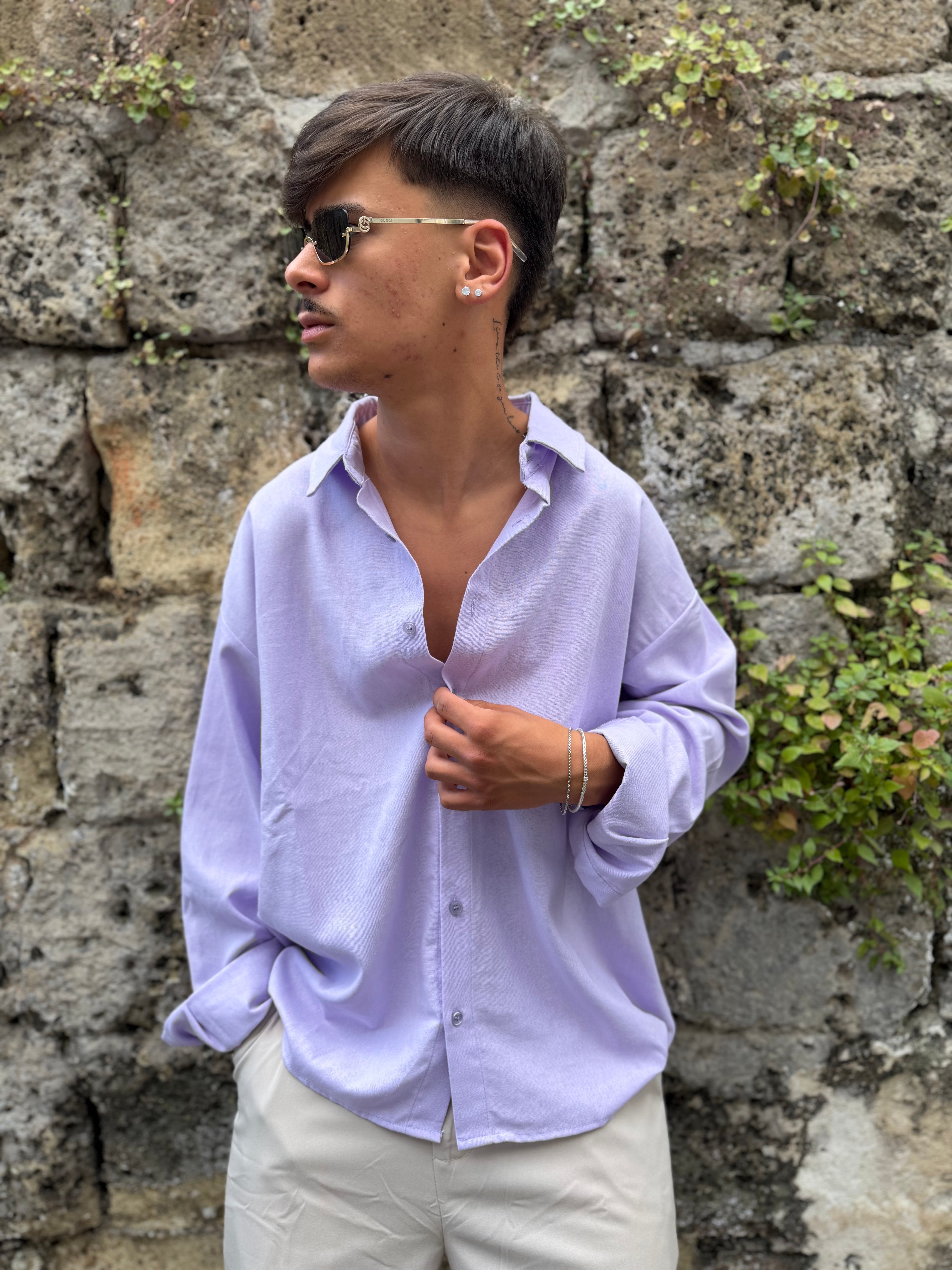 CAMICIA MISTO LINO LILLA "ARCHIIVE"