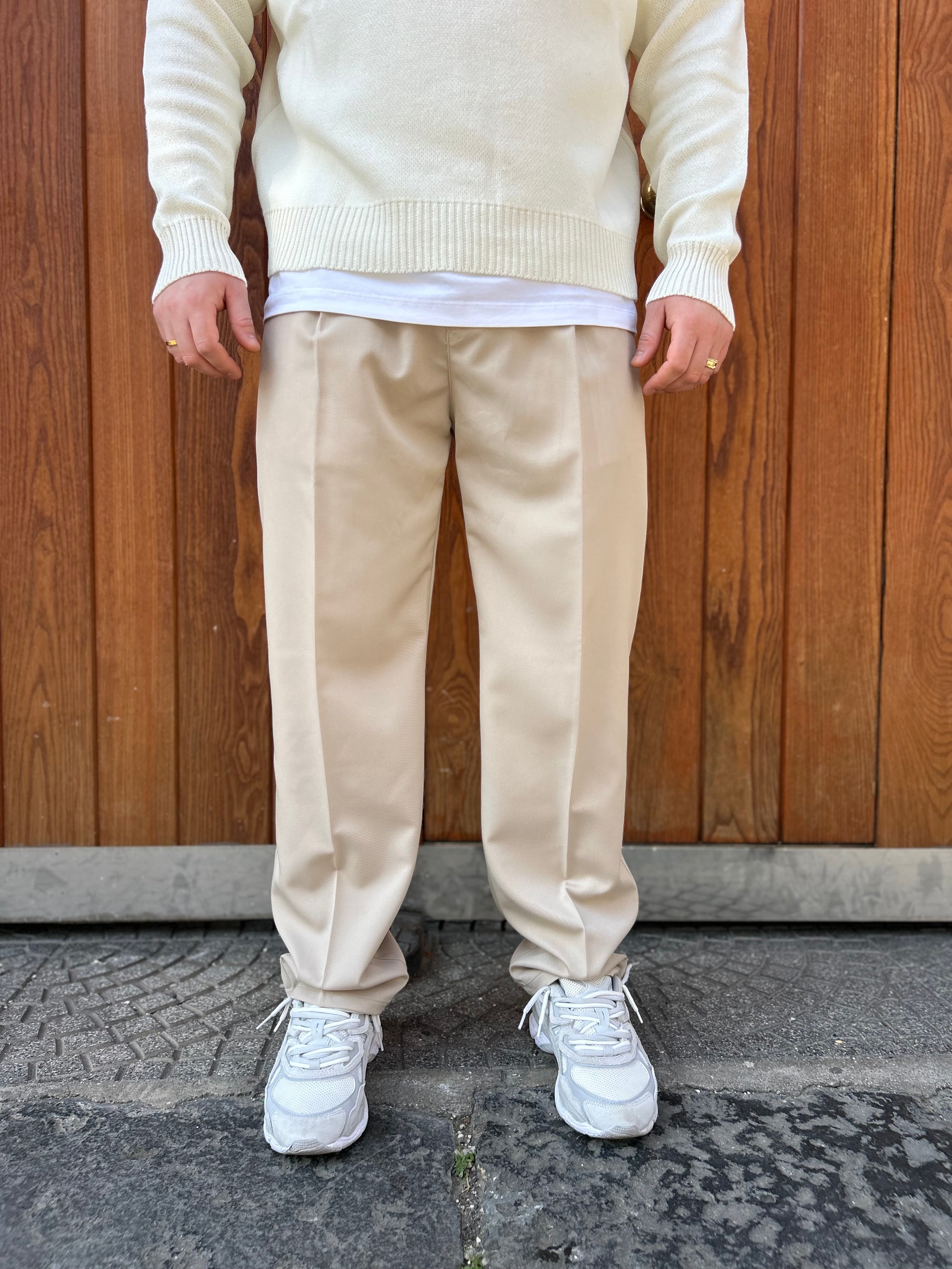 Pantalone Fondo Ampio Beige MS74
