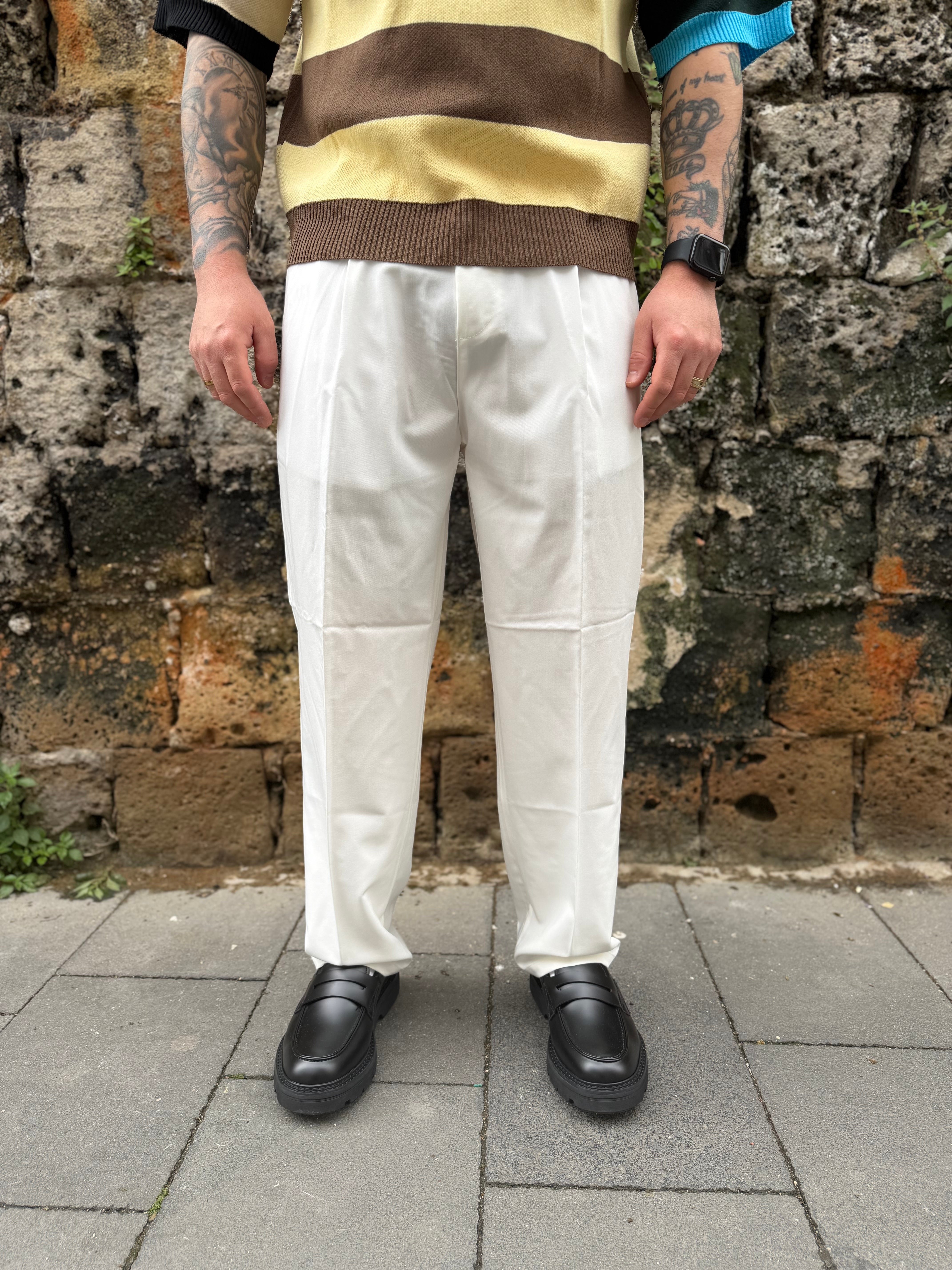 Pantalone Fondo Ampio Bianco MS74
