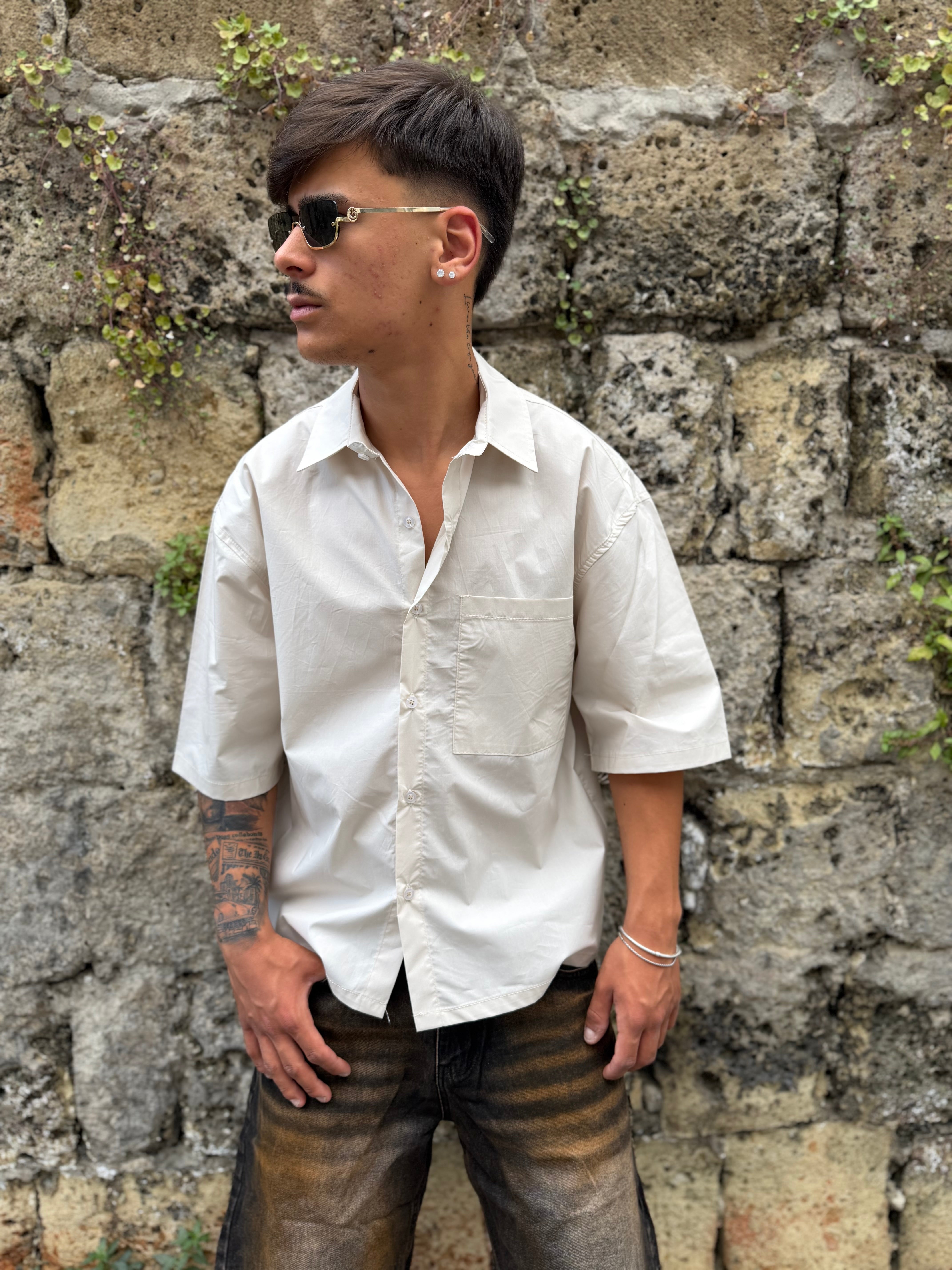 CAMICIA CROP CREMA
