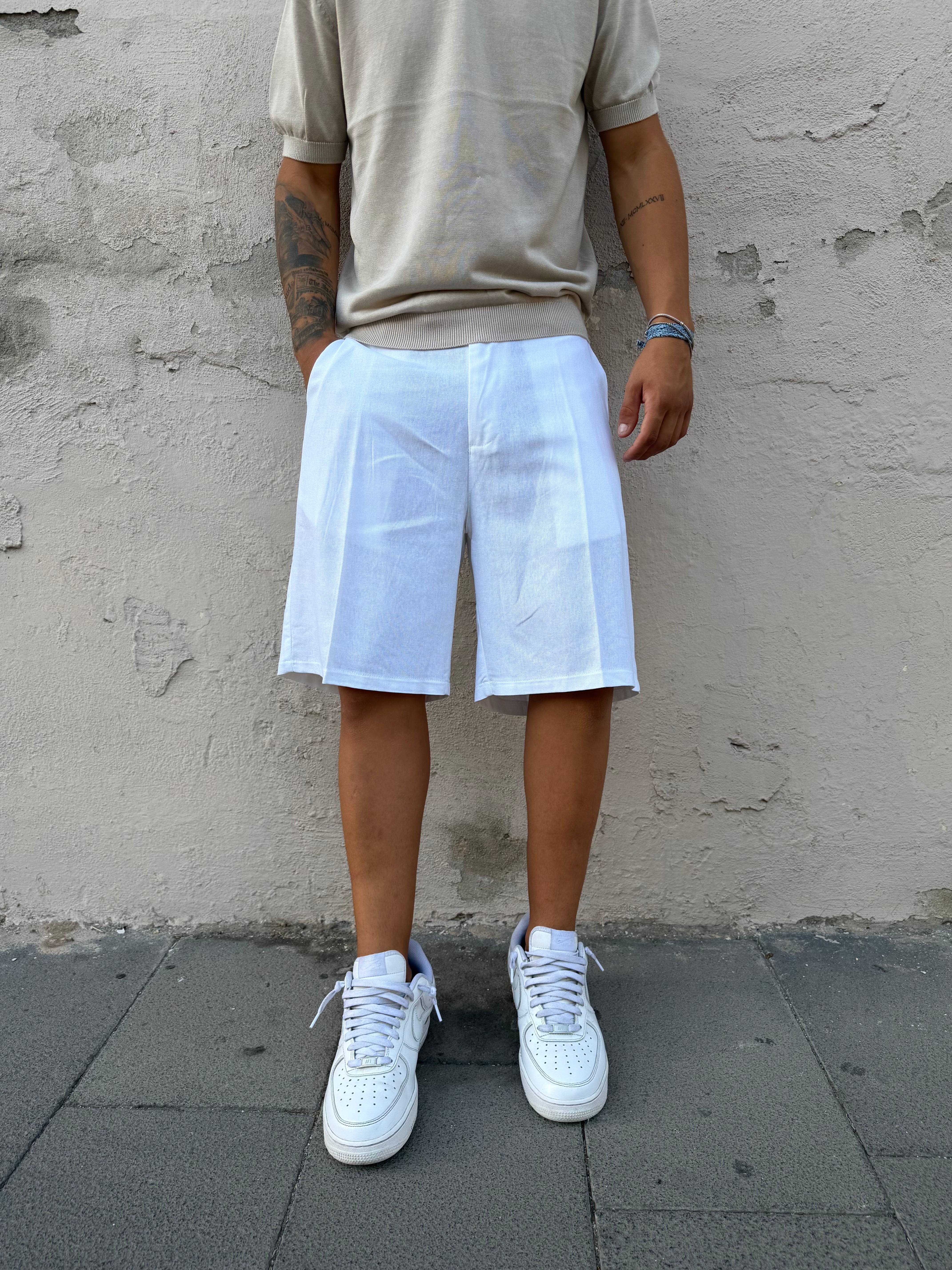 BERMUDA IN LINO BIANCO